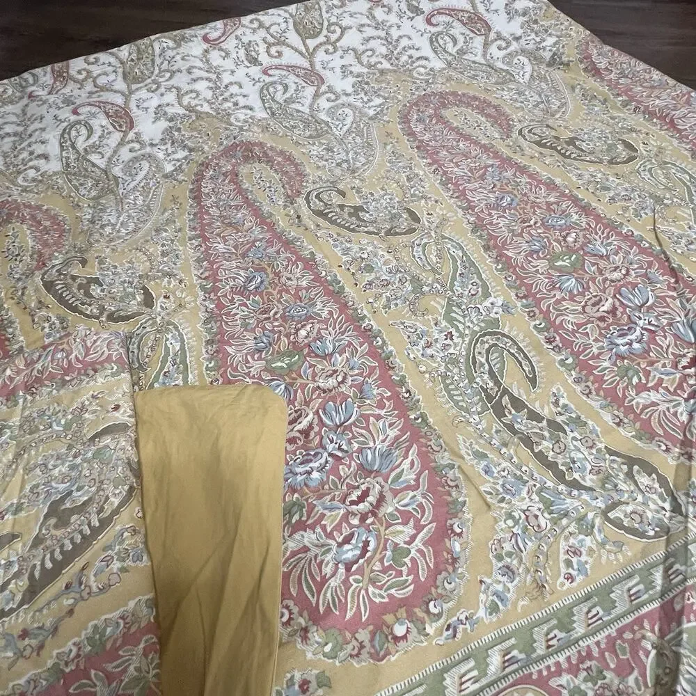 Pottery Barn Blythe Paisley Queen Full Duvet Set 2 Pillowcases Gold Green Blue
